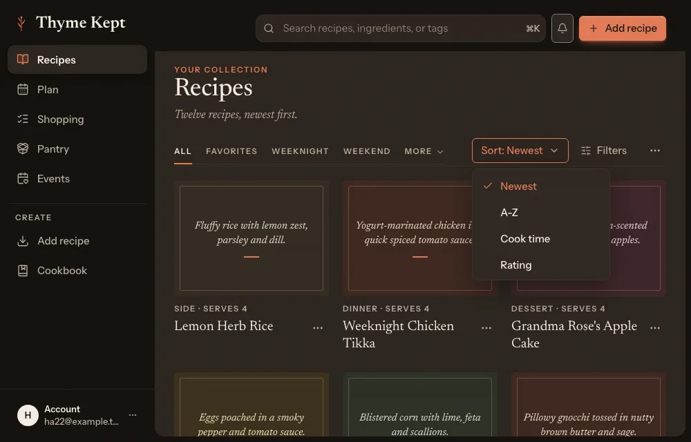 The Sort menu open on the library