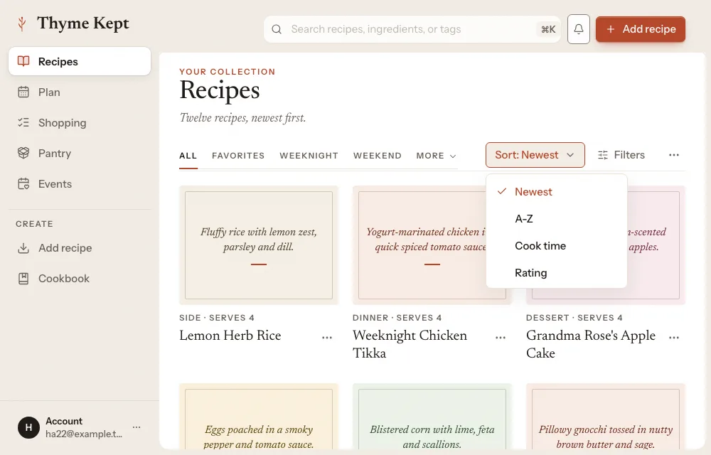 The Sort menu open on the library